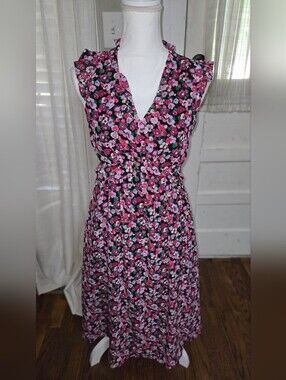 Floral V-Neck Sleeveless Maxi Dress - Pink Floral